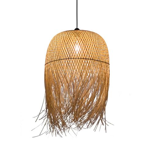 Lámpara colgante de mimbre tejida para un ambiente retro en salón