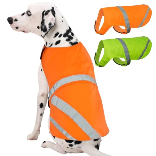Kuoser Reflective Dog Vest, High Visibility Safety Vest for Medium to Large Dogs, Lightweight Pet Reflective Vests for Hunting Outdoor Activities Walking at Night, Blaze Orange 2XL XX-Large