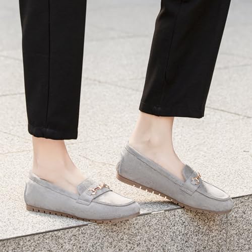 Image of Women's Wide Loafers Casual Slip on Flat Shoes Women's Comfort Penny Loafers with Arch Support Women Dressy Moccasins