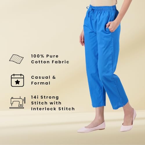 Image of Happy Bunny Parallel Pants - Modern Cotton Trousers - Smart Ankle Length - Work | Office | Home | Regular Fit Wear
