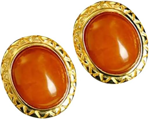 S925 Silver Gold-Plated Natural Beeswax Oval Earrings Jade for Women Yoga Genuine