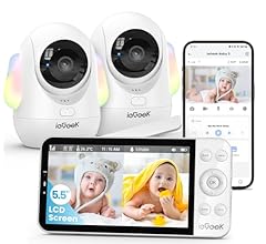 ieGeek 4MP Baby Monitor,RGB Night Light Moniteur Bébé, 5.5" Wireless IPS Screen & Phone App, 355°Auto Tracking, 2.4G/5G WiF…