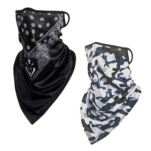 フェイスマスク 【2枚セット】 UV 対策 クール フェイスカバー ネックカバー スポーツ アウトドア (ペイズリー2/カモ)