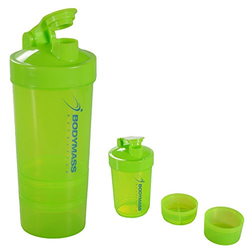 Shaker à protéines, 500 ml, pour sport, bouchon à vis, avec tamis, coloré, vert Cover