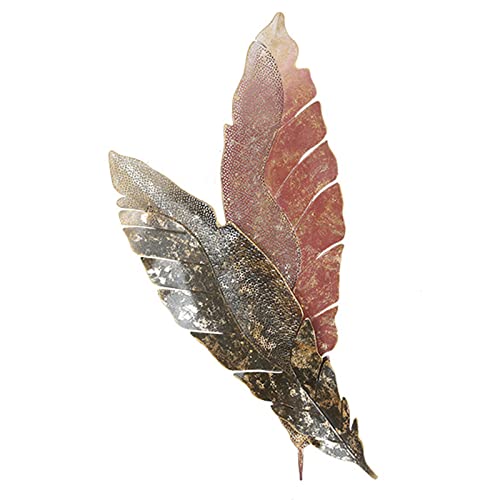 DWJJZ Federn und Blätte Wanddeko Metall Wohnzimmer Modern, 3D Wandbilder Schlafzimmer, Modern Groß Art Wandobjekt Wandschmuck Wanddekoration Schmiedeeisen Handgemachte Wandskulpturen(Color:B) Cover