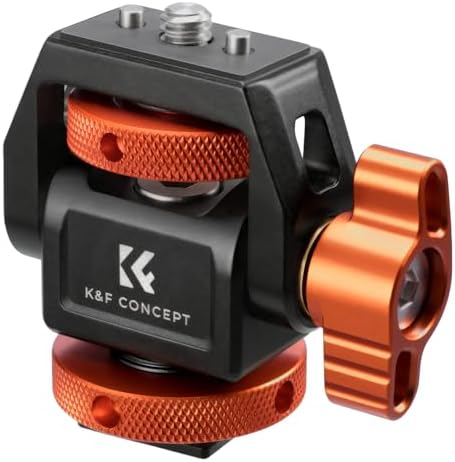 K&F CONCEPT Camera Monitor Mount with Cold Shoe, 360° Swivel and 180° Tilt Camera Mount with Thumbscrew Compatible with Atomos Ninja V, 1/4" Screw for 5" and 7" Field Monitor