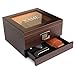 Monogrammed Glass Top Handcrafted Cedar Humidor with Front Digital Hygrometer, Humidifier Gel, and Accessory Drawer - Holds (25-50 Cigars) by Case Elegance