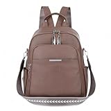 Mochila Feminina Média de Couro Sintético Reforçado, Estilosa e Compacta para Passeio, Escolar, Trabalho e Uso Diário (caramelo)