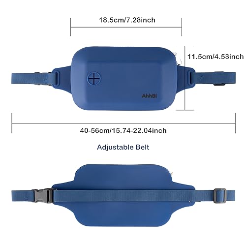 AhhBi Silicone Dog Treat Training Pouch, Clicker for Pet Training, Built-in Poop Bag Dispenser, 3 Ways to Carry (Navy Blue)