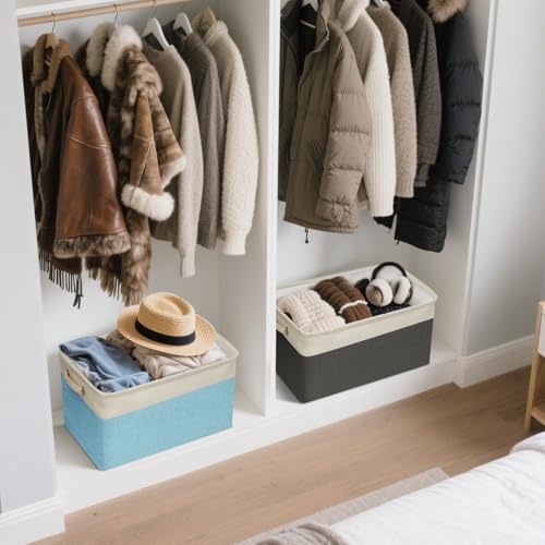 BALEINE 1 Pack Fabric Closet Storage Bins for Shelves, Linen Closet Organizers and Storage, Decorative Baskets for Organizing, Shelf, Clothes, Home, Office (Grey, 15''x11''x9.5'') by BALEINE - Image 7