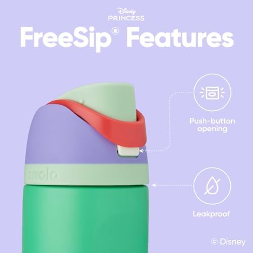 Owala Disney Princess FreeSip Insulated Stainless Steel Water Bottle with Straw for Sports and Travel, BPA-Free Sports Water Bottle, 24 oz, Ariel — view 3