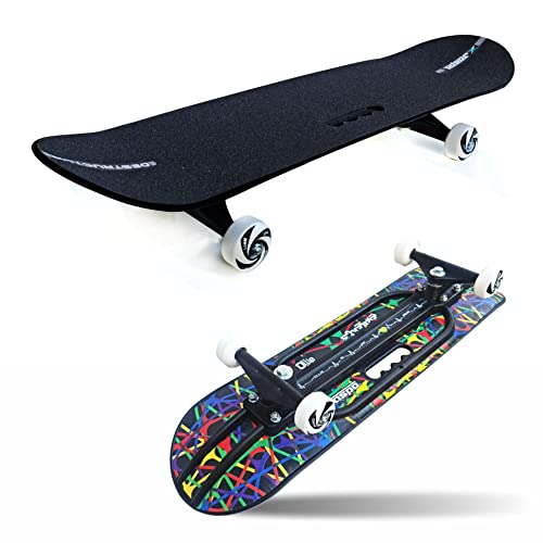 Image of Jaspo Hurricane Ollie Fibre Skateboard - 31 inch x 8 inch Deck, Unique Art Design, Perfect for Beginners & Trick Learning (Nexus)