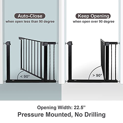 Walk Thru Baby Gates For Doorway And Stair, Ronbei Auto Close Pressure Mounted Wide Indoor Safety Gate For Opening 35''-37.8'' Or 29.53''- 31.5'', Height 30", Ideal Barrier For Toddler And Small Dogs #TOP5