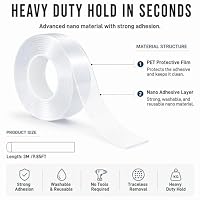 Nano Tape Double Sided Heavy Duty 1/2''×10Ft Removable Washable No Residue — image 2