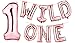envizins Rose Gold Wild ONE 16" Foil Letters Balloon Banner, with Large Number "1", Baby Boy/Girl First Birthday