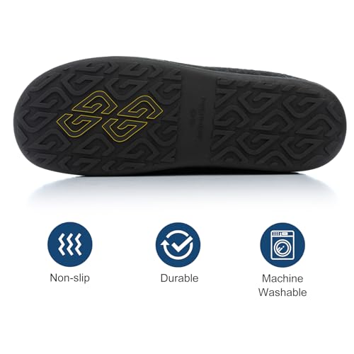 Image of GOEWY Mens Two-Tone House Slippers with Memory Foam Cozy Warm Slip On House Shoes for Indoor Outdoor Gifts for Men Him Dad