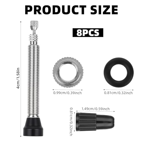 Image of 4 Pcs Presta Valve Stem 40 mm Tubeless Valve Stem Tubeless Bike Valve Adapter with 4 Pcs French Stem Valve Core Removal Tool for Bicycle MTB Road Bike Tubeless Tires Repair