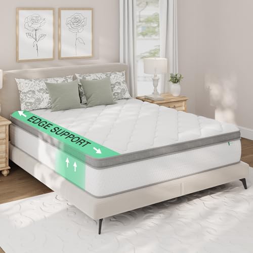 Image of Novilla Hybrid Mattress Queen Size, 14 Inch Plush Mattress in a Box|Back Support & Pressure Relief, Supportive Comfort Foam, Pocketed Innersprings, CertiPUR-US Certified, Guest & Dorm