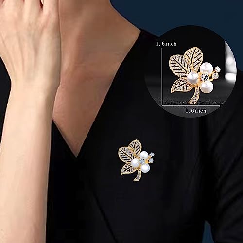 Image of Crystal Pearl Flower Brooches Pins Fashion Beautiful Created Rhinestone Floral Brooch Good Idea for Party Dance Wedding Banquet for Elegant Women Girl