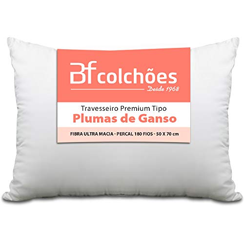 Travesseiro King Premium de Fibra conforto extra tipo Pluma de Ganso Ecológica 50x90 BF Colchões