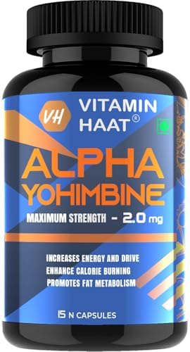 Alpha Yohimbine 2mg | Pre workout supplement for Men and Women | Weight Loss Products | Belly Fat Burner | Pharmaceutical grade | Alpha Yohimbine Hcl 98% Rauwolscine | 15 Capsules by VitaminHaat