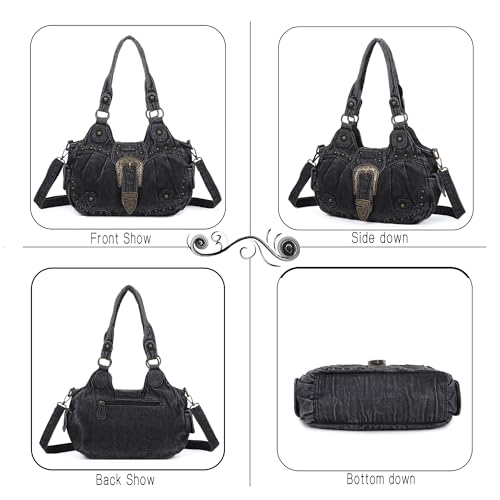 Image of Angel Kiss Hobo Bags for Women Vegan Leather Purses and Handbags Ladies Chic Shoulder Bags Crossbody Purses with Metal Studs