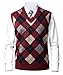 Herothorn Mens Thick Argyle Sweater Vests Classic V-Neck Knitwear Sleeveless Pullover Autumn Winter Warm Tank Tops Wine