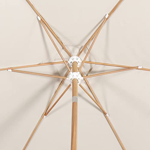 Ombrellone Palo Centrale Rotondo 300Cm In Legno, Sabbia - 7