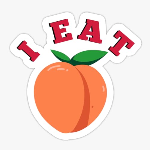 Image of I Eat Peach Sticker 5 Inch Waterproof Vinyl Funny Fruit Humor Decal for Laptop Water Bottle Phone Notebook Cute Aesthetic Food Joke Gift
