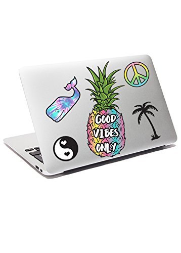 iDecoz Good Vibes Reusable Large Vinyl Decal Sticker Sheet for Your Laptop/MacBook/Pro/Air/iPad/Window/Wall/Floor/Luggage/Cars/Water Bottle & More!'