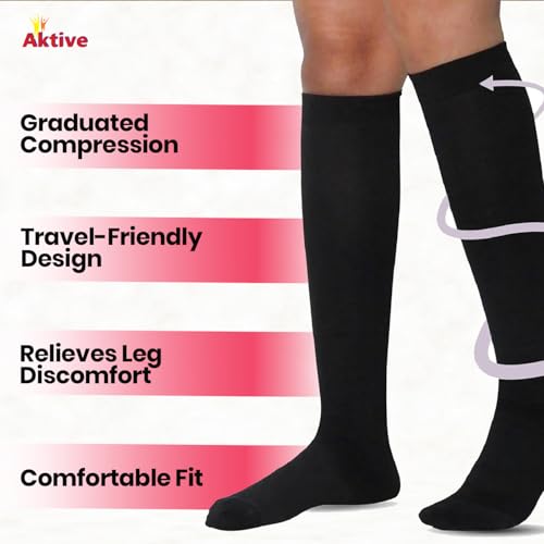 Image of Medical Grade Travel Flight Socks | Graduated Compression 18-21 mmHg at Ankle | Relieves Tired and Aching Legs, Pain and Swellings (Medium)