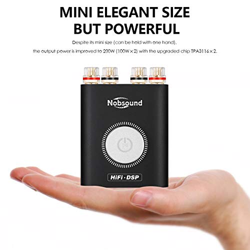 Nobsound Ns-20G 200W Mini Bluetooth 5.0 Power Amplifier 2.0 Channel Wireless Receiver Hi-Fi Dsp Stereo Headphone Audio Amp Led Display (Black) #TOP2