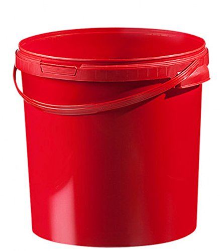 Fuduu.de Cubo de plástico de colores, 21,1 l, con tapa, color rojo