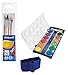 Produktbild Pelikan 718163 - Pinsel Starterset (3 Haarpinsel, 2 Borstenpinsel) (Pinselset + 12 Farben Deckfarbkasten & Wasserbox)