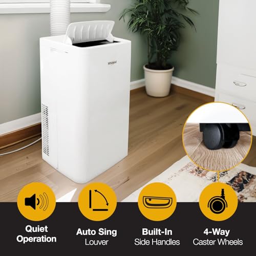 Whirlpool 14,000 BTU Portable Air Conditioner with Dehumidifier for Living Room, Apartment, or Bedroom, 115V, Portable AC for Large Rooms up to 700 Square Feet with Remote, 3 Speeds, and Timer, White by Whirlpool - Image 8