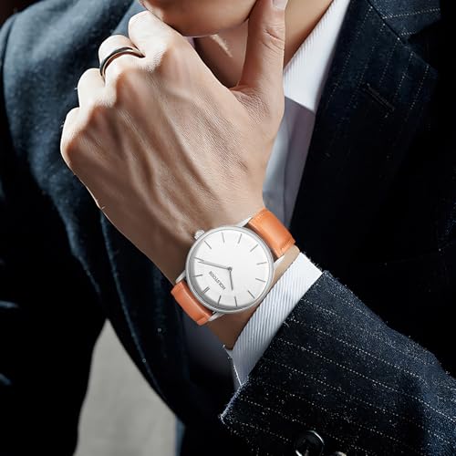Image of HOLSTOUR Watches for Men Minimalist Fashion Business Wrist Watch Analog with Leather Strap