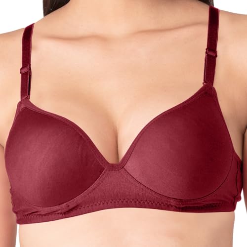 Image of Komli - Heavily Padded Push-Up Bra - Cotton Rich - Balconette - 3 /4th Coverage, Seamless, Wireless, Multiway Straps - T-Shirt Bra