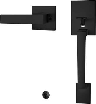 Black Front Door Handle, Non-Locking Entry Door Handle Set, No Lock No Key