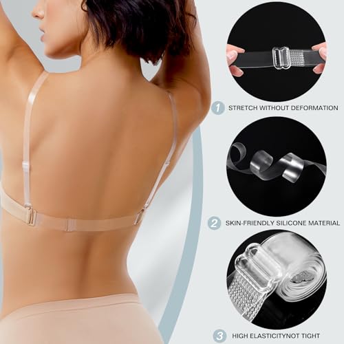 iMucci 3 Pairs Invisible Shoulder Bra Straps with 3pcs Clear Back Straps3