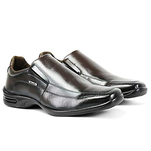 Sapato Social Conforto Com Elástico Brilhante Sapatofran Masculino (42, CAFÉ)