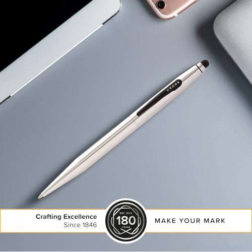Image of Cross Tech 2 Chrome & Black Ballpoint Pen - Refillable, Medium Point, Black Ink, Premium Gift Box