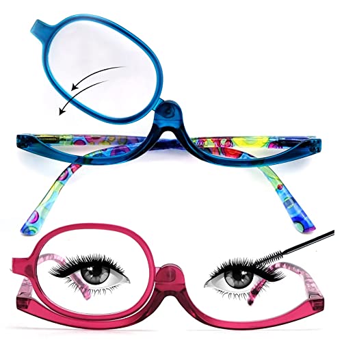 Sehnsucht 2 Pairs Eye Make Up Reading Glasses Womens Magnifying Cosmetic Readers Rotating Makeup Glasses For Women Blue Purple Tortoise 3660 3.00 #TOP30