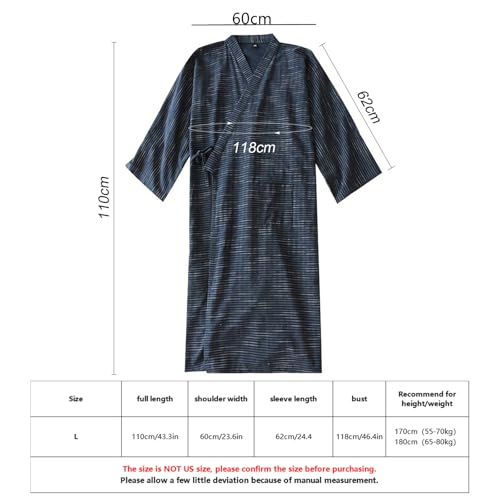SIQITECHNO Men Summer Kimono Bathrobe Long Cotton Yukata Woven Striped Pajamas Loungewear Mens Bathrobe Sleepwear Nightgown2