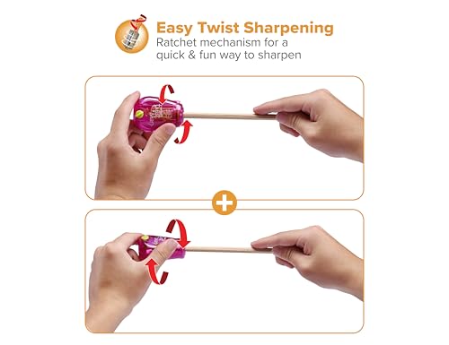Image of Bostitch Office Twist-n-Sharp Pencil Sharpener, for Kids & Colored Pencils, Assorted Colors (PS1-PINK-EC)