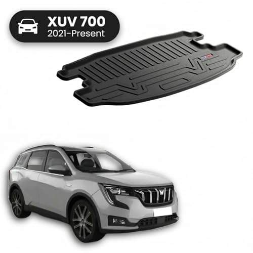 Image of 3D TPE Car Boot Mat for XUV 700 (7 Seater) (2021 Onwards) Custom Fit, Heavy Duty & Anti-Slip Boot Mat | All Weather Resistant, Waterproof & Dustproof Trunk Liner, Car Dicky Mat for XUV 700