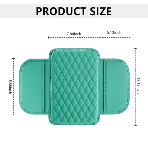 Image of Stacool Upgraded Car Center Console Cover,Microfiber Leather Car Armrest Cover Cushion with 2 Storage Bags,Universal Car Armrest Storage Box (Turquoise)