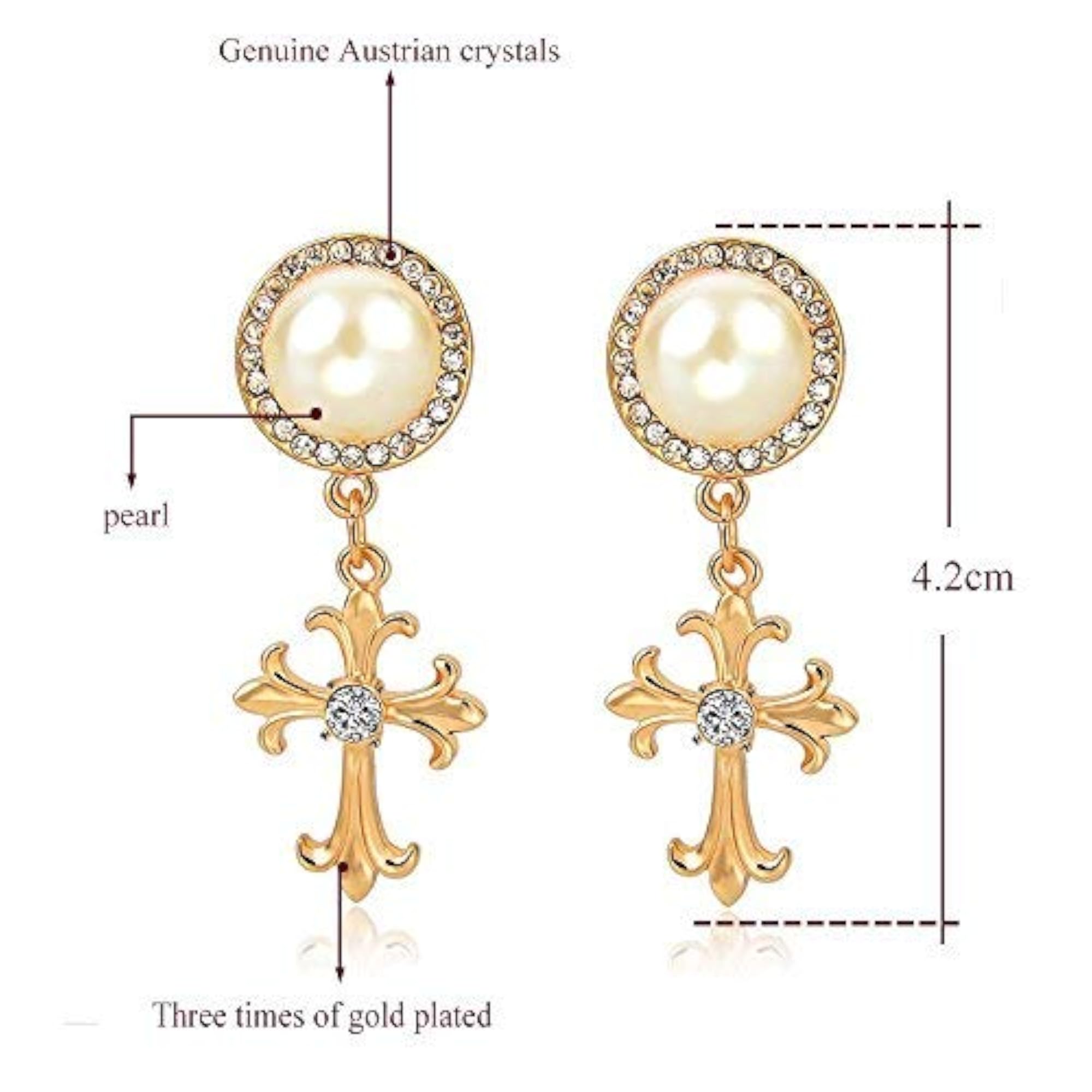 Pearl Dangle Earrings with Gold Plated Hooks