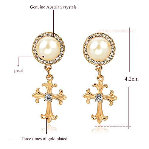 Pearl Dangle Earrings with Gold Plated Hooks