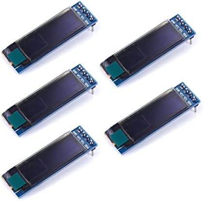 Teyleten Robot 0.91 inch OLED LCD Display Module SSD1306 IIC 128x32 LCD OLED Screen 3.3V~5V 4PIN for Arduino White 5PCS