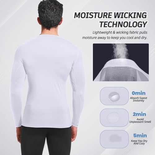 MEETWEE Rash Guard UPF50+ koszulka kompresyjna męska z długim rękawem, z krótkim rękawem, koszulka funkcyjna, odporna na promieniowanie UV, do pływania, surfowania, szybkoschnąca, oddychająca